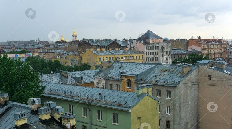 Скачать вид на крыши исторического центра Санкт-Петербурга в пасмурный день фотосток Ozero