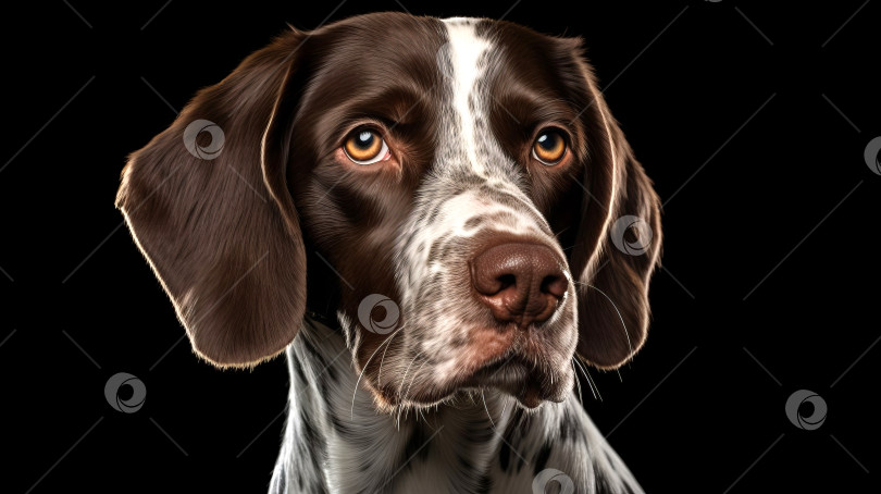 Скачать Крупный план симпатичной короткошерстной собаки-пойнтера. Созданный искусственным интеллектом фотосток Ozero