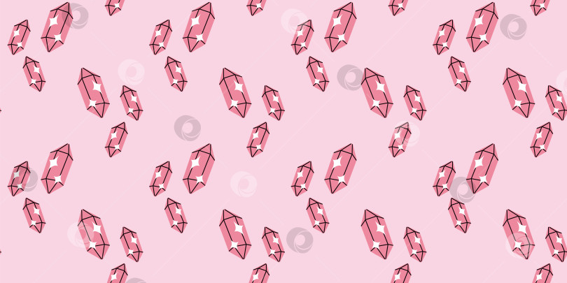 Скачать Бесшовный узор с красными магическими кристаллами на розовом фоне для Хэллоуина в плоском векторном стиле. Для текстиля, обертки, фона фотосток Ozero