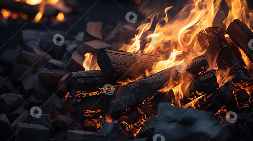 Скачать Пламя костра крупным планом, огненный баннер с местом для копирования фотосток Ozero