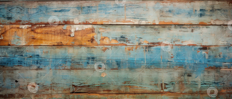 Скачать Потрескавшаяся потертая старая краска на деревянных досках забора, текстурный фон баннера фотосток Ozero