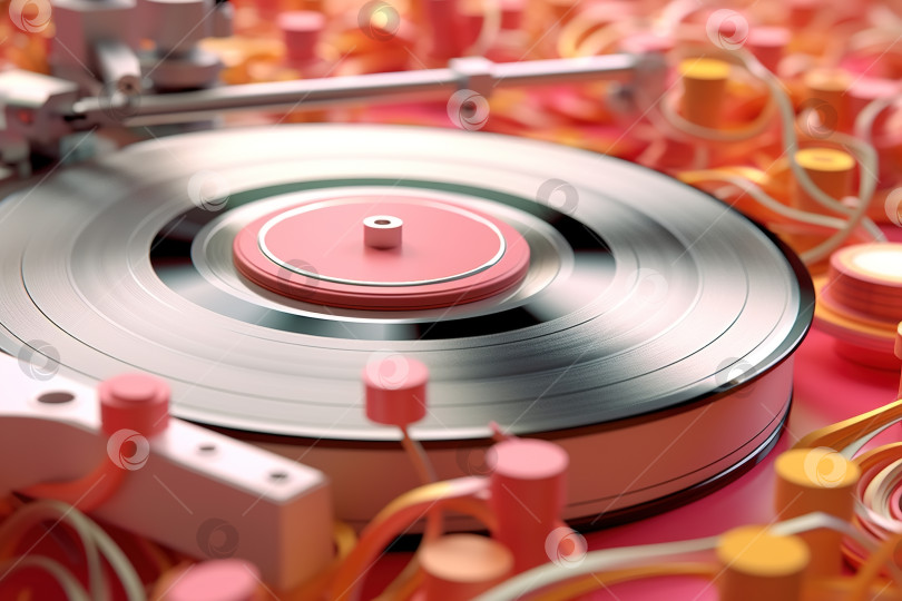 Скачать Платиновая виниловая пластинка крупным планом, абстрактная музыкальная иллюстрация фотосток Ozero