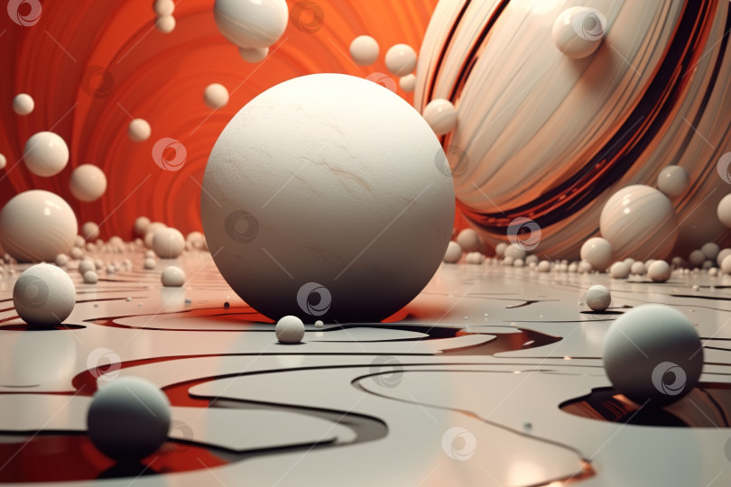Скачать Абстрактный сферический фон футуристического дизайна. Серые шары на земле и в воздухе фотосток Ozero