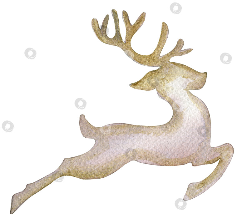 Скачать Рождественский силуэт оленя. Акварельная рождественская иллюстрация от руки для наклеек, открыток, фонов, скрапбукинга и вашего дизайна. Идеально подходит для приглашения на свадьбу. фотосток Ozero