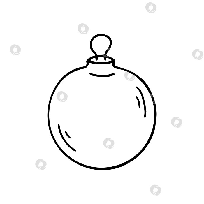 Скачать Значок рождественского бала с черными каракулями. Простой черно-белый векторный элемент контура для праздничной тематики. фотосток Ozero