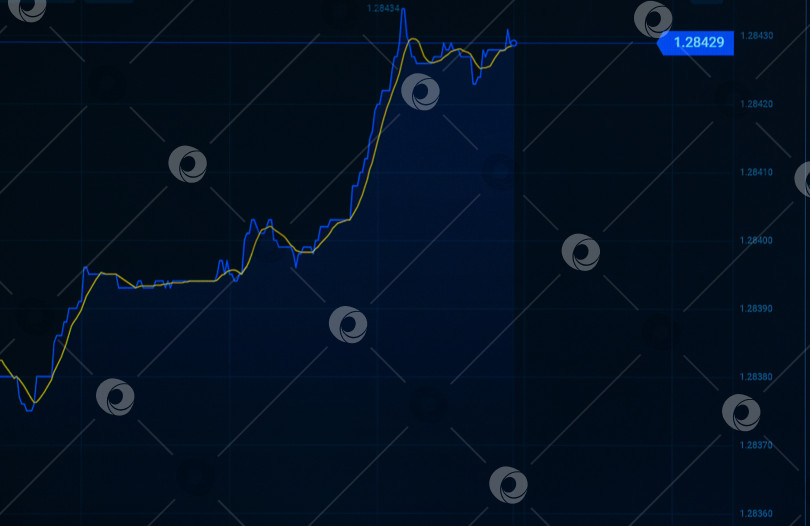 Скачать Абстрактный финансовый график с желтой линией восходящего тренда на синем фоне. Творческий фон цифровой графики, инвестиции. Абстрактная финансовая диаграмма, финансовая и торговая концепция фотосток Ozero
