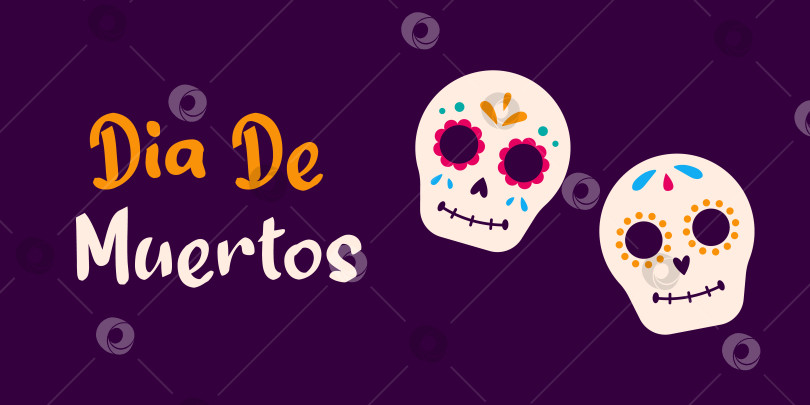 Скачать Векторный баннер Dia de muertos. Шаблон дизайна флаера. Празднование дня мертвых. фотосток Ozero