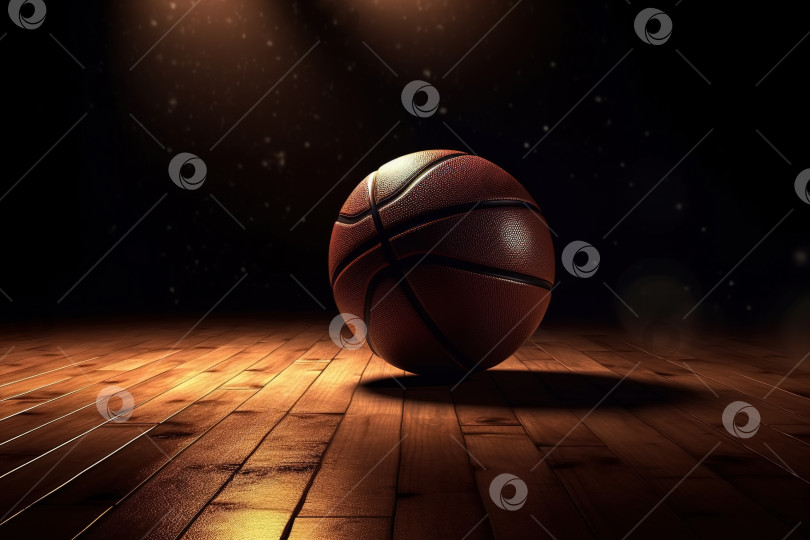 Скачать Игра в мяч на полу в темном спортивном зале, игра в баскетбол фотосток Ozero