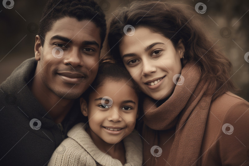 Скачать Красивая счастливая любящая семья, портрет улыбающихся папы и мамы с дочерью на открытом воздухе фотосток Ozero