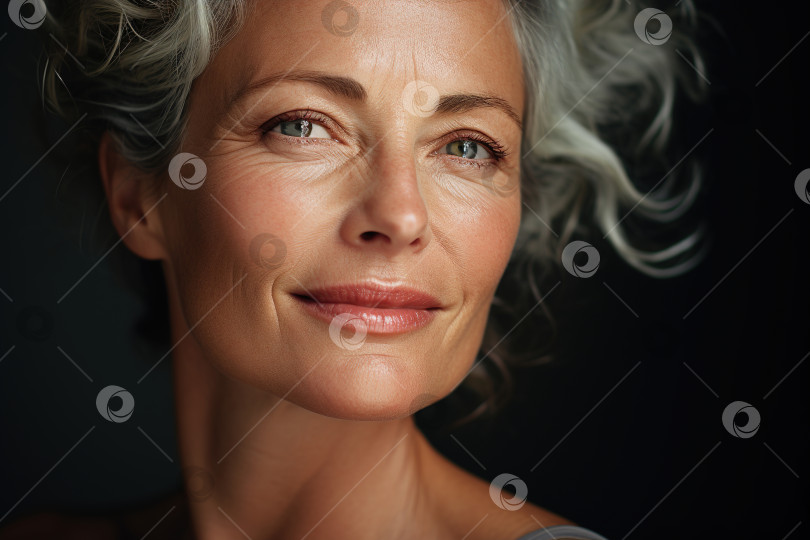 Скачать Пожилые люди и красота. Портрет кавказской привлекательной женщины средних лет, смотрящей в камеру, концепция ухода за кожей пожилой красивой модели фотосток Ozero
