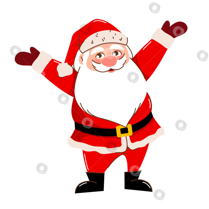 Скачать изолированное изображение счастливого Санта-Клауса, машущего руками. фотосток Ozero