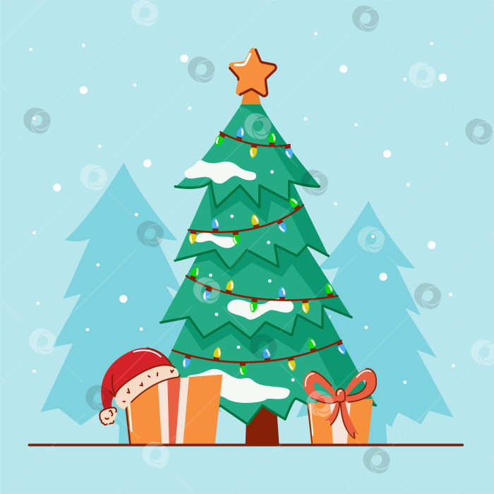 Скачать векторная иллюстрация рождественской елки с подарками фотосток Ozero