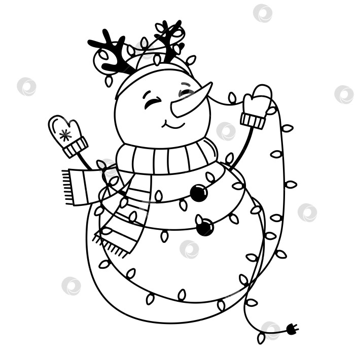 Скачать нарисованная каракулями иллюстрация снеговика фотосток Ozero