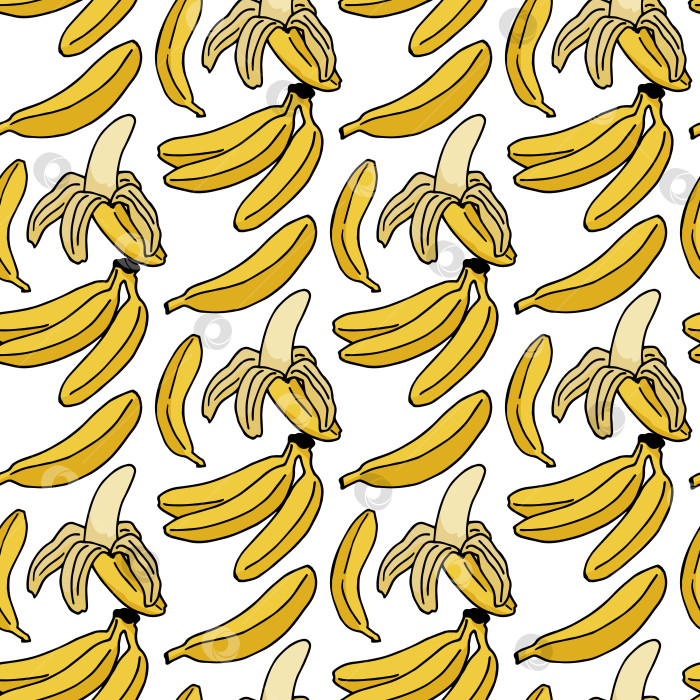 Скачать Бесшовный узор со сладким бананом на белом фоне. Векторное изображение. фотосток Ozero