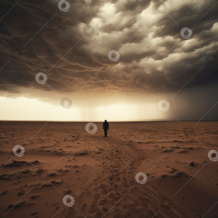 Скачать Заблудившийся странник в пустыне - Искусственный интеллект сгенерирован фотосток Ozero