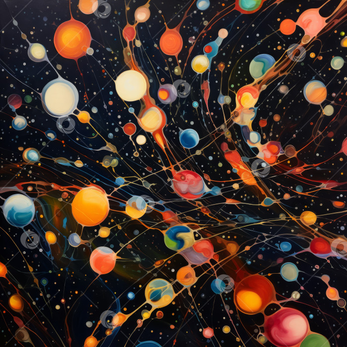 Скачать Разноцветные круги в пространстве - искусственный интеллект сгенерирован фотосток Ozero