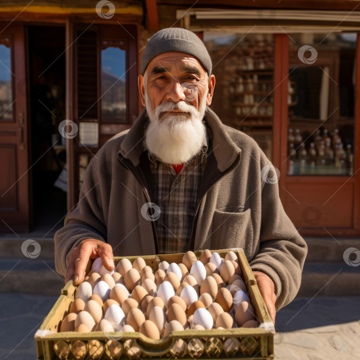 Скачать Испанец продает яйца - искусственный интеллект сгенерирован фотосток Ozero