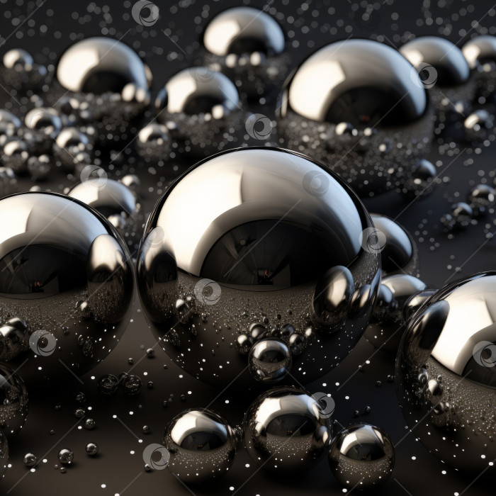 Скачать Мерцающие ртутные шарики отражают - искусственный интеллект сгенерирован фотосток Ozero
