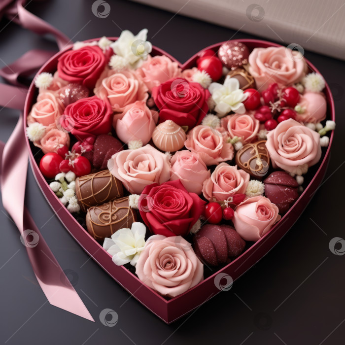 Скачать Шоколад и розы - любовь, созданная искусственным интеллектом фотосток Ozero