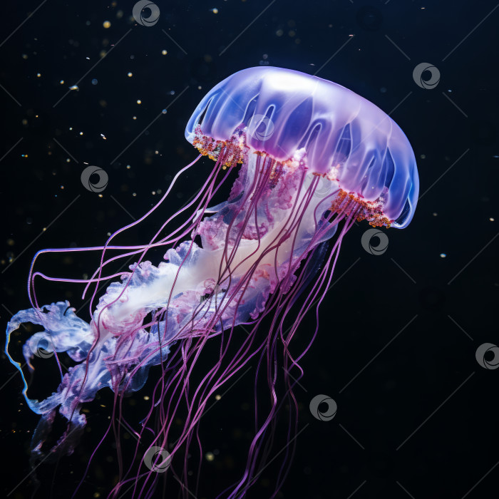 Скачать Морская медуза плавает в воде - искусственный интеллект сгенерирован фотосток Ozero