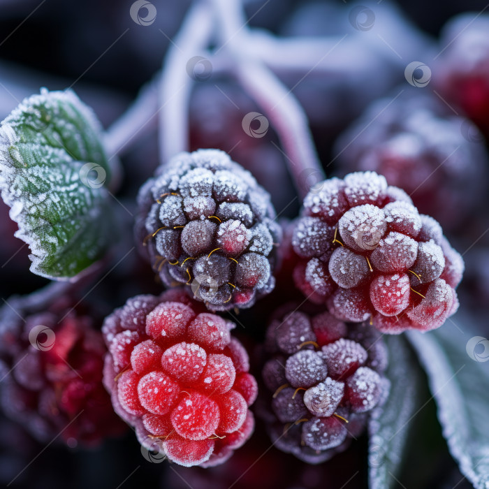 Скачать Замороженные ягоды, малина и ежевика - искусственный интеллект, созданный фотосток Ozero