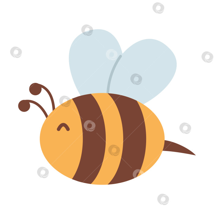 Скачать Векторная иллюстрация милой пчелы. Медоносная пчела в плоском дизайне. Весеннее полосатое насекомое. Шмель. фотосток Ozero