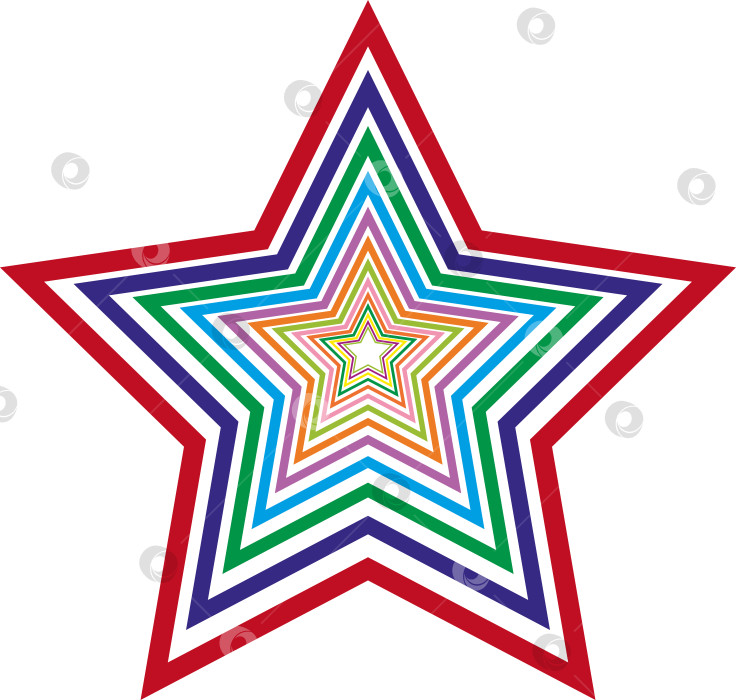 Скачать Красочная разноцветная многослойная звезда на прозрачном фоне. Элегантный дизайн векторной иллюстрации с изолированным значком в виде звезды фотосток Ozero