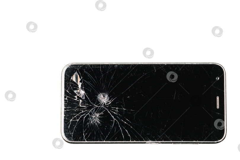 Скачать Вид на разбитый экран современного смартфона фотосток Ozero