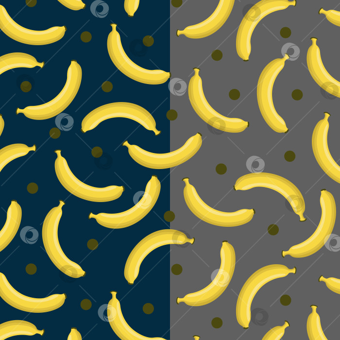 Скачать Узор бесшовный с бананами, маленькими кружочками на двух разных фонах фотосток Ozero