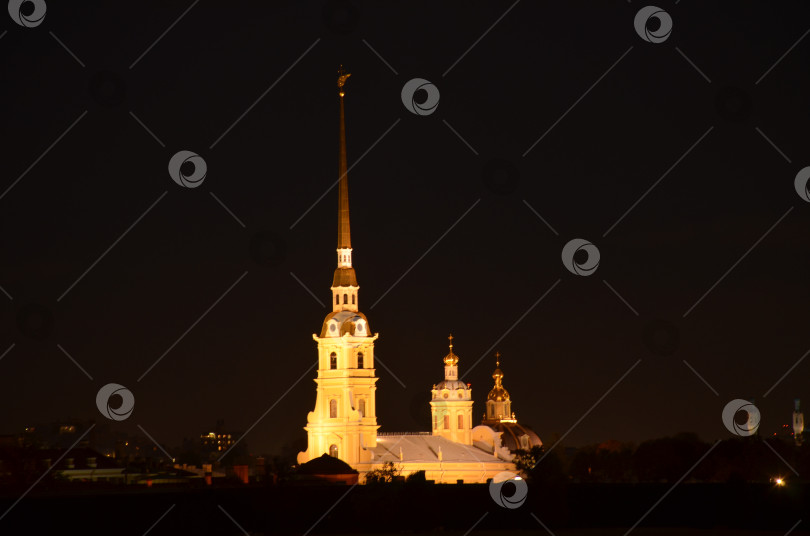 Скачать Ночной вид на Петропавловскую крепость в Санкт-Петербурге фотосток Ozero