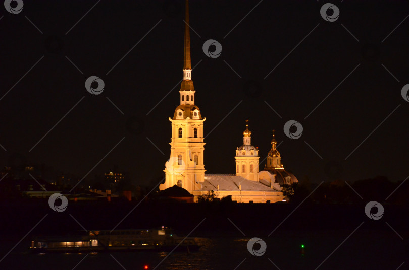 Скачать Ночной вид на Петропавловскую крепость в Санкт-Петербурге фотосток Ozero