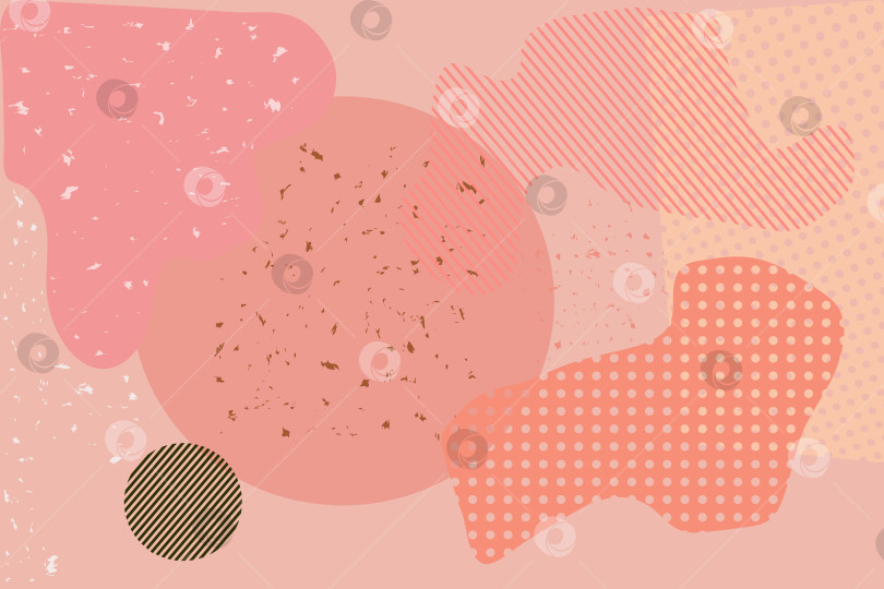 Скачать Абстрактный современный плакат на розовом фоне с узорами.  Красочный фон плоских геометрических фигур Мемфиса фотосток Ozero