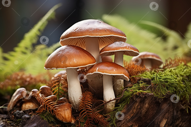 Скачать Съедобные грибы, растущие в лесу, крупным планом фотосток Ozero