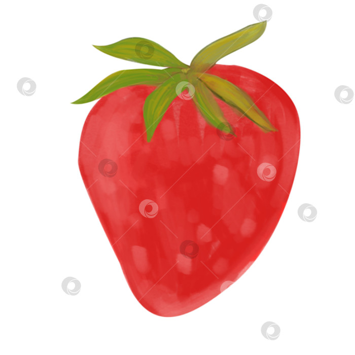 Скачать Акварельная иллюстрация красной клубники. Изолированная иллюстрация красной спелой летней ягоды на белом фоне. Вегетарианство, эко-продукт фотосток Ozero