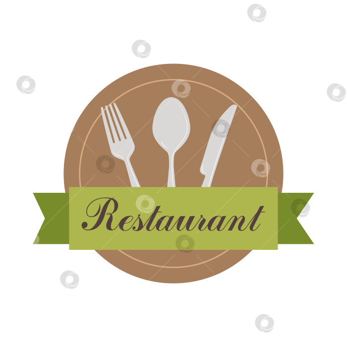 Скачать Логотип карточки меню с ножом, вилкой, ложкой и тарелкой для ресторана фотосток Ozero