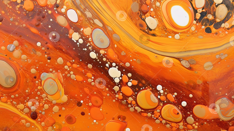Скачать Абстрактный художественный фон с оранжевым мрамором и золотистыми разводами краски. Сгенерированный искусственный интеллект. фотосток Ozero