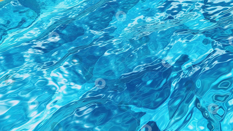Скачать Рябь на голубой воде бассейна. Блестящие волны чистой воды в бассейне. Сгенерированный искусственный интеллект. фотосток Ozero