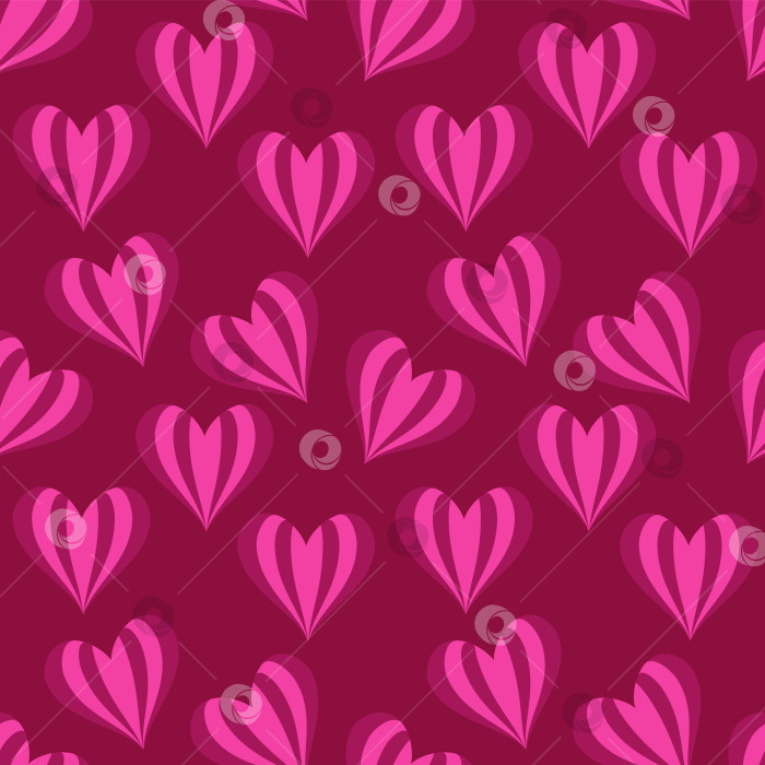 Скачать Набор бесшовных узоров ко Дню Святого Валентина размером 1000 на 1000 пикселей с сердечками розового и красного цветов. фотосток Ozero