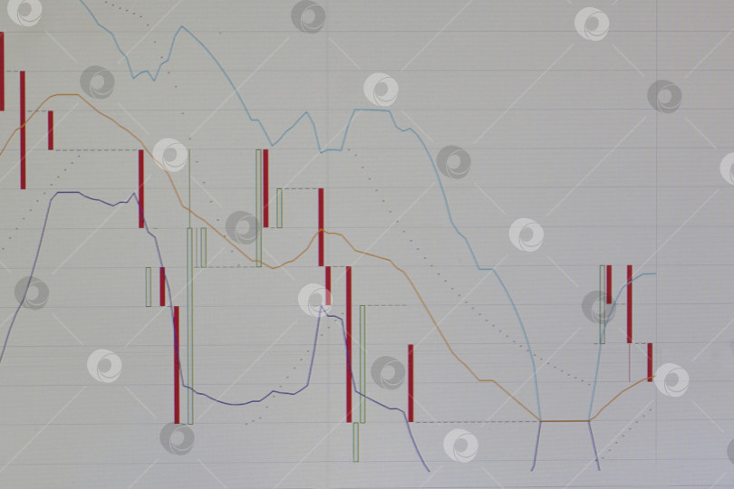Скачать Финансовые графики на белом фоне. Абстрактные финансовые торговые графики валютного рынка, торгующегося на мониторе. Фон цифрового графика для представления тенденций фондового рынка фотосток Ozero