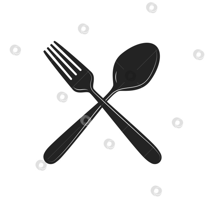 Скачать Логотип меню - скрещенные нож и ложка фотосток Ozero