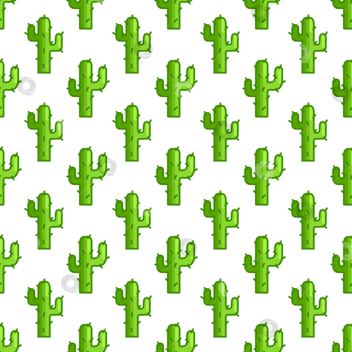Скачать Узор кактуса в игровом стиле. Пиксельное колючее растение на белом фоне. Иглы. Ботанический узор. Бесшовный принт фотосток Ozero