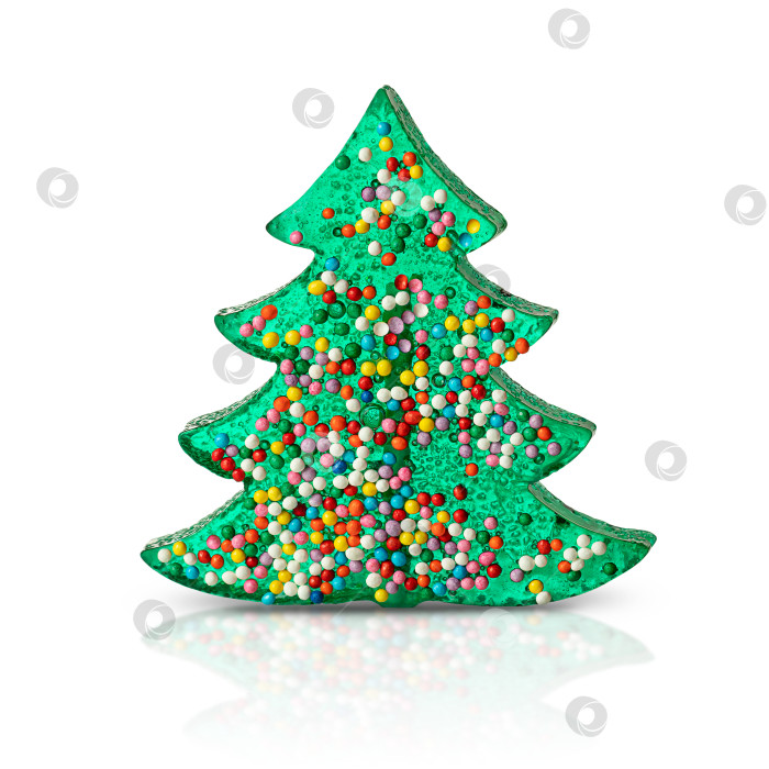 Скачать Стеклянная новогодняя елка. Сладкая конфета украшенная с разноцветной кондитерской обсыпкой в виде шаров фотосток Ozero