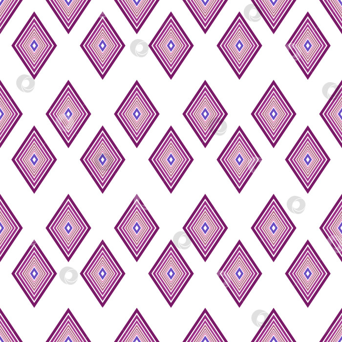 Скачать Абстрактный бесшовный узор с геометрическими ромбами фиолетовых оттенков на белом фоне фотосток Ozero
