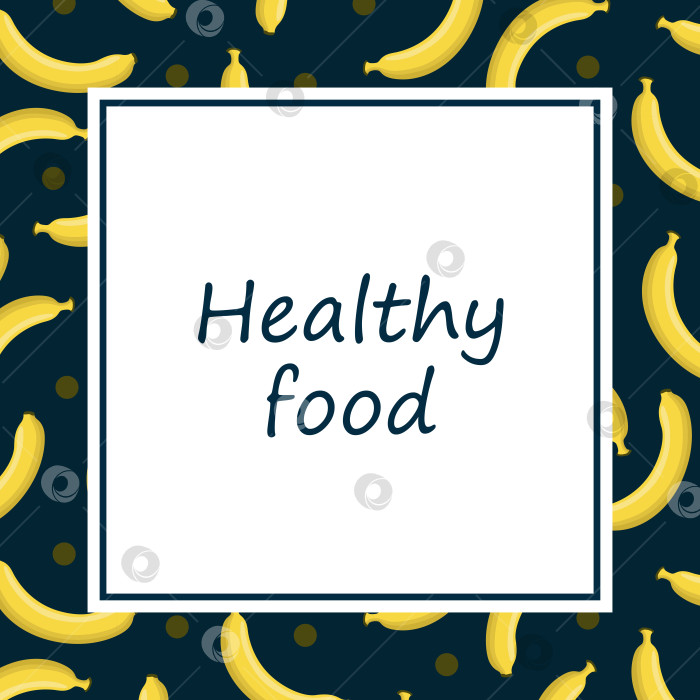 Скачать Квадратный столб, плакат с надписью здоровое питание в центре, рамка с желтыми фруктами по краям фотосток Ozero