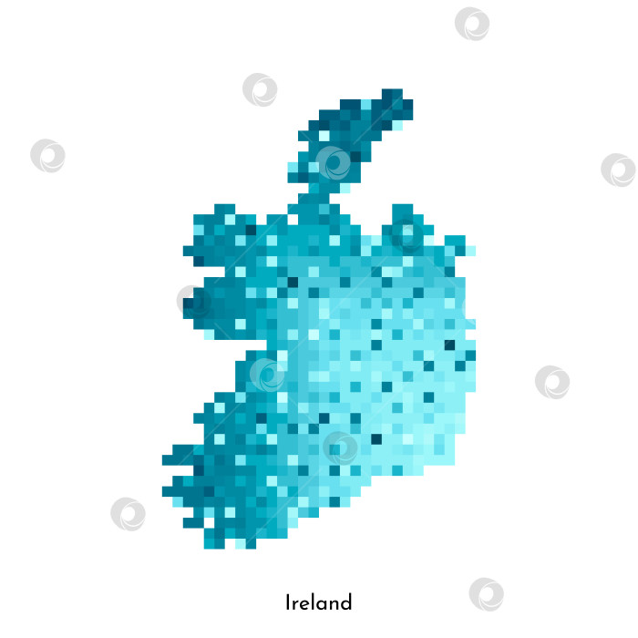 Скачать Векторная изолированная геометрическая иллюстрация с простой ледяной синей формой карты Ирландии. Стиль пиксельной графики для шаблона NFT. Точечный логотип с градиентной текстурой для оформления на белом фоне фотосток Ozero