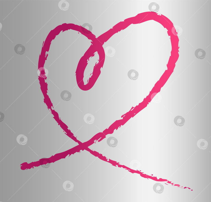 Скачать Сердце - символ дня Святого Валентина. Стиль линейного искусства, баннер с пространством для текста на серебристом фоне фотосток Ozero