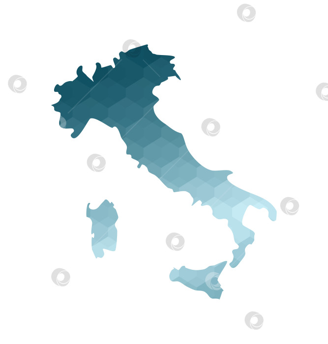Скачать Значок векторной изолированной иллюстрации с упрощенным синим силуэтом карты Италии. Многоугольный геометрический стиль. Белый фон. фотосток Ozero
