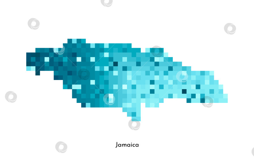 Скачать Векторная изолированная геометрическая иллюстрация с простой ледяной синей формой карты Ямайки. Стиль пиксельной графики для шаблона NFT. Точечный логотип с градиентной текстурой для оформления на белом фоне фотосток Ozero