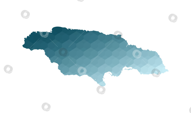 Скачать Значок векторной изолированной иллюстрации с упрощенным синим силуэтом карты Ямайки. Многоугольный геометрический стиль. Белый фон. фотосток Ozero