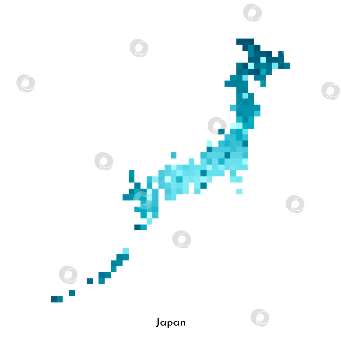 Скачать Векторная изолированная геометрическая иллюстрация с простой ледяной синей формой карты Японии. Стиль пиксельной графики для шаблона NFT. Точечный логотип с градиентной текстурой для оформления на белом фоне фотосток Ozero